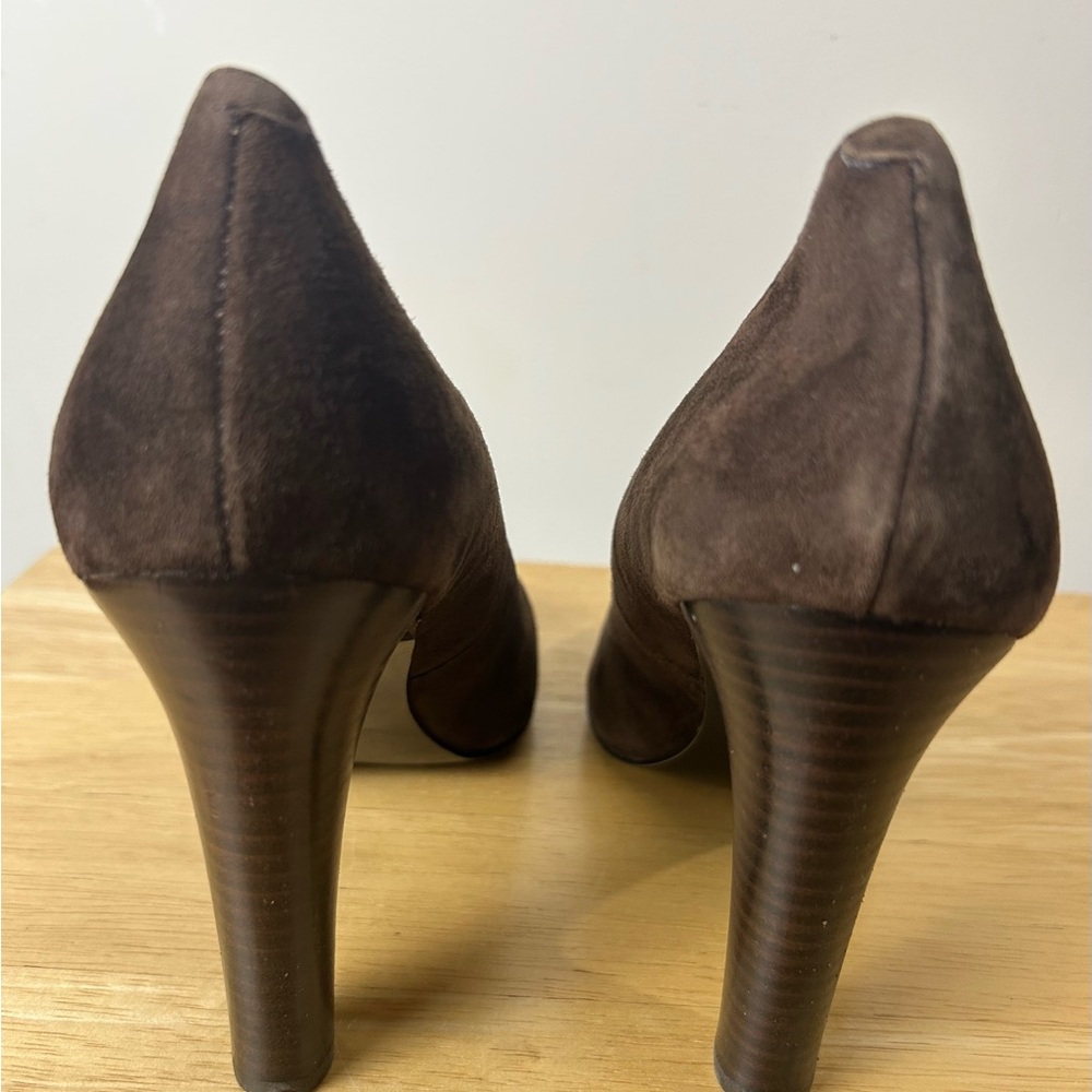 Lauren Ralph Lauren LRL Suede Pumps Heels Shoes 8.5 Brown City Office Evening - Picture 2 of 16